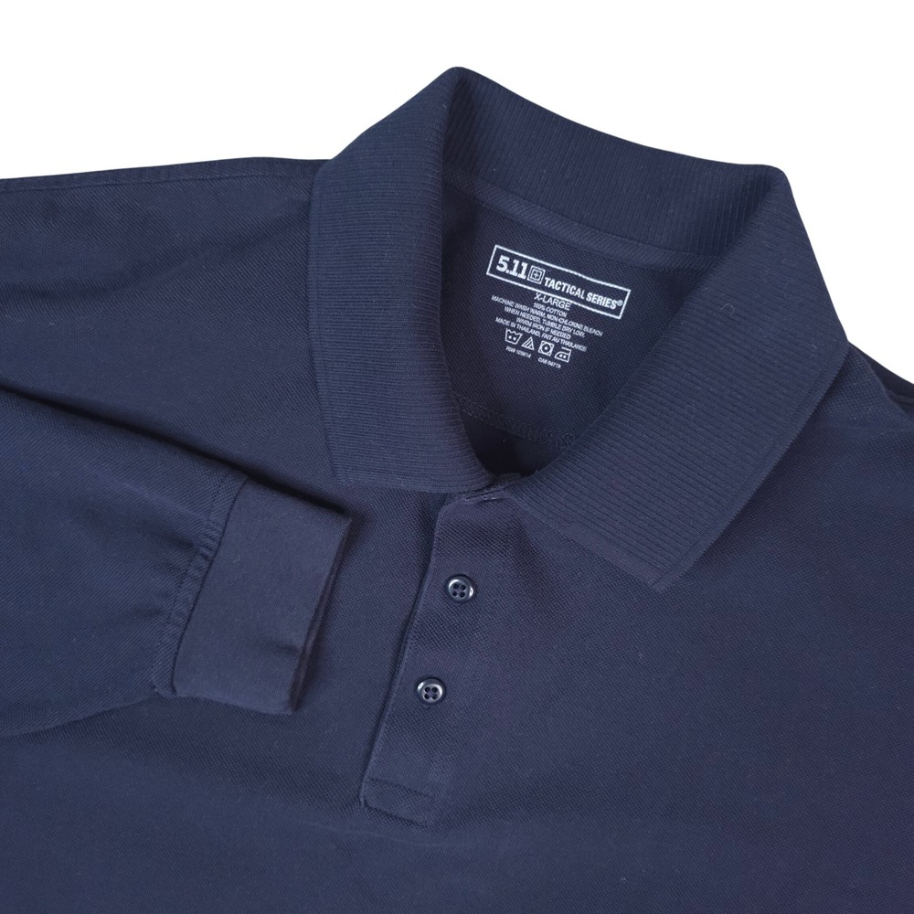 5.11 Tactical Series Polo Shirt Men XL Navy Blue Long Sleeve Cotton Work Utility